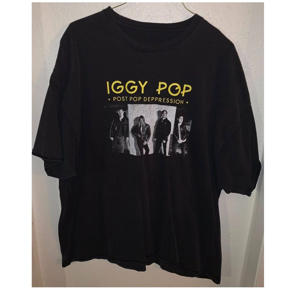 Iggy Pop Post Pop Depression Men's Black Music T-Shirt (size 4XL)